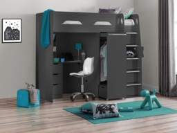 Pegasus Dark Grey High Sleeper Kids Bed - thumbnail 2