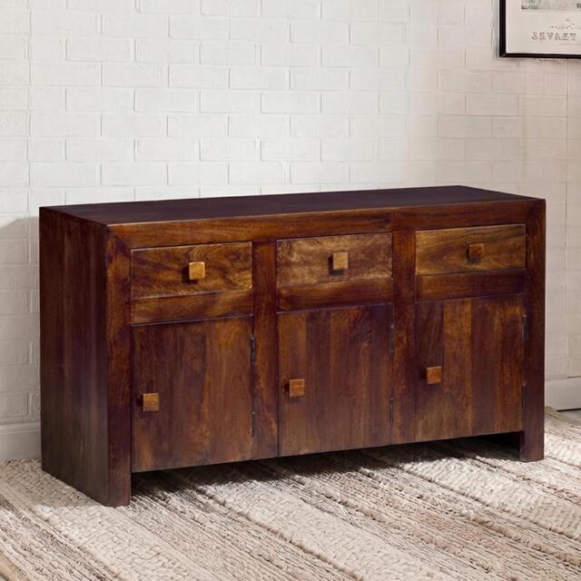 Dakota Sideboard - 3 Door 3 Drawer - Medium - Dark Mango Wood