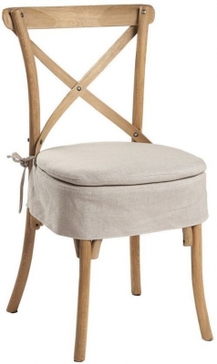 Asbury Oak Cross Back Dining Chair with Cream Seat Pad (Sold in Pairs)