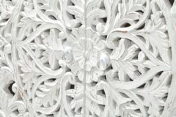 Boho White Carved Wooden Compact Small Sideboard - 2 Doors - thumbnail 4