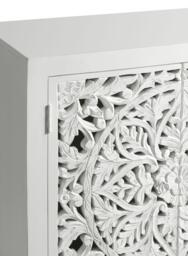 Boho White Carved Wooden Compact Small Sideboard - 2 Doors - thumbnail 5
