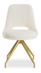2 x Kieler Cream Boucle Fabric Swivel Dining Chair with Gold Legs - thumbnail 1