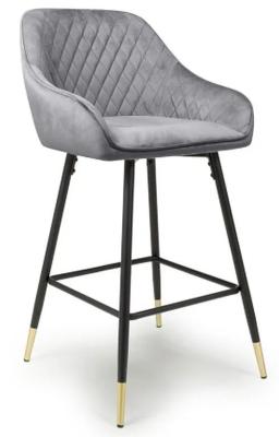 2 x Scurry Brushed Grey Velvet Bar Stool - image 1