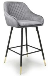 2 x Scurry Brushed Grey Velvet Bar Stool - thumbnail 1