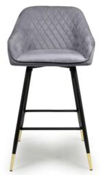 2 x Scurry Brushed Grey Velvet Bar Stool - thumbnail 2