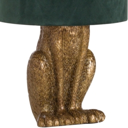 Antique Gold Hare Table Lamp with Green Velvet Shade - thumbnail 2