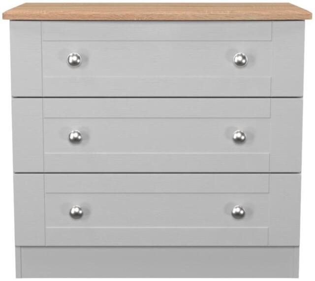 Sussex Small Chest - 3 Drawer - Grey and Oak