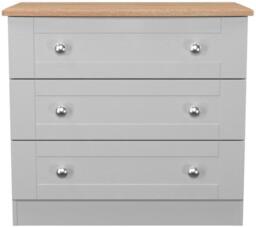 Sussex Small Chest - 3 Drawer - Grey and Oak - thumbnail 1