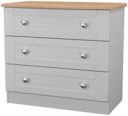 Sussex Small Chest - 3 Drawer - Grey and Oak - thumbnail 3