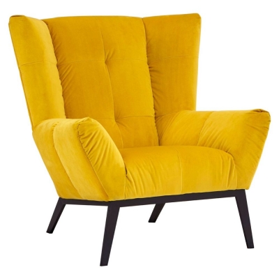 Maiko Yellow Fabric Armchair with Black Metal Legs - image 1