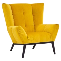 Maiko Yellow Fabric Armchair with Black Metal Legs - thumbnail 1