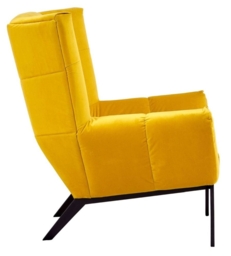 Maiko Yellow Fabric Armchair with Black Metal Legs - thumbnail 3
