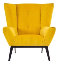 Maiko Yellow Fabric Armchair with Black Metal Legs - thumbnail 2