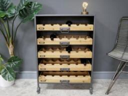 Dutch Metal and Fir Wood 5 Drawer Wine Cabinet