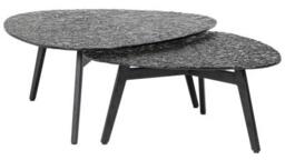 Riley Black Glass 2 Tier Traingular Coffee Tables