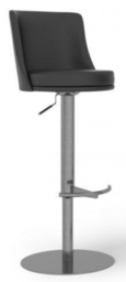 2 x Bruno Grey Faux Leather Adjustable Swivel Barstool with Back