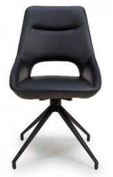 2 x Ace Black Faux Leather Swivel Dining Chair - thumbnail 1