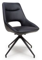 2 x Ace Black Faux Leather Swivel Dining Chair - thumbnail 2