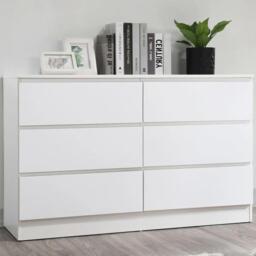 Oslo Wide Chest - 6 Drawer - White - thumbnail 1