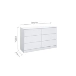Oslo Wide Chest - 6 Drawer - White - thumbnail 5