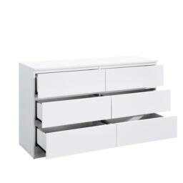 Oslo Wide Chest - 6 Drawer - White - thumbnail 2