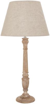 Delaney Wood Natural Wash Spindle Lamp with Linen Shade