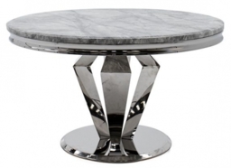 Vida Living Arturo 130cm Grey Marble Round Dining Table - 4 Seater - thumbnail 1