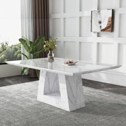 Milan Dining Table - White Marble - Sizes Available - thumbnail 1