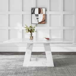 Milan Dining Table - White Marble - Sizes Available - thumbnail 2