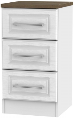 Kent 3 Drawer Bedside Cabinet - White Ash and Oak - image 1