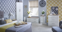 Kent 3 Drawer Bedside Cabinet - White Ash and Oak - thumbnail 2