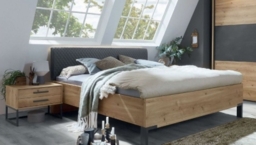 Breda Bianco Oak Bed with Upholstered Cushion Headboard