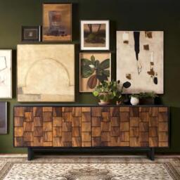 Esmeralda Black Mango Wood 3 Door Extra Large Sideboard - 212cm