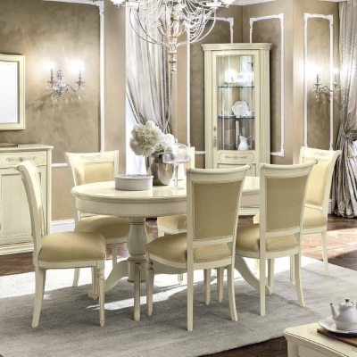 Camel Torriani Ivory Italian 6-10 Seater Oval Extending Pedestal Dining Table - image 1