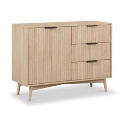 Enzo Oak Grooved 1 Door Small Sideboard - 95cm