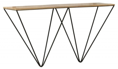 Clearance - Cosgrove Industrial Chic Console Table - Mango Wood with Black Metal Hairpin Legs - image 1