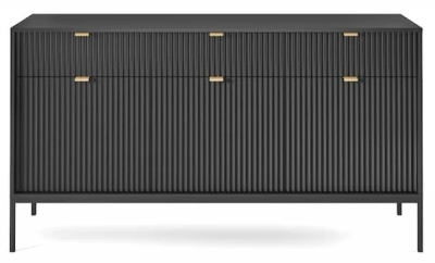 Kiron Black Ribbed 3 Door Medium Sideboard - image 1