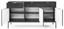 Kiron Black Ribbed 3 Door Medium Sideboard - thumbnail 2