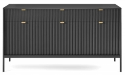 Kiron Black Ribbed 3 Door Medium Sideboard - thumbnail 1