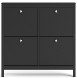 Madrid 4 Compartments Shoe Cabinet in Matt Black