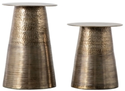 Marisol Antique Brass Round Side Table (Set of 2)