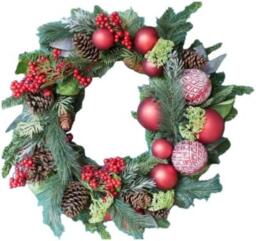 Artificial Red Bauble Wreath (Set of 2)