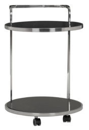 Artesia Black Glass and Chrome Drinks Trolley, 2 Tier - thumbnail 2