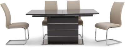 Massimo Grey Gloss Butterfly Extending Dining Set with 4 Paolo Cream Chairs - image 1