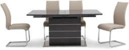 Massimo Grey Gloss Butterfly Extending Dining Set with 4 Paolo Cream Chairs - thumbnail 1