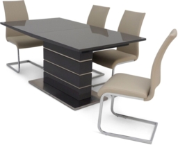 Massimo Grey Gloss Butterfly Extending Dining Set with 4 Paolo Cream Chairs - thumbnail 3