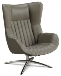 Firana Club Royal Taupe Leather Swivel Recliner Chair
