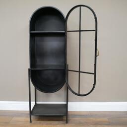 Display Cabinet - Industrial - Black Metal and Glass - Arched - 1 Door - thumbnail 2