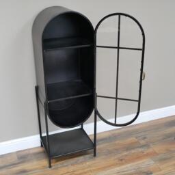 Display Cabinet - Industrial - Black Metal and Glass - Arched - 1 Door - thumbnail 3