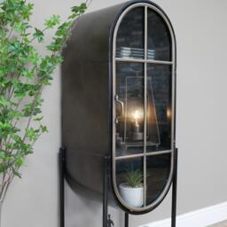 Display Cabinet - Industrial - Black Metal and Glass - Arched - 1 Door - thumbnail 4